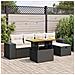 Set Divano Da Giardino 6 Pz Con Cuscini Nero Polyrattan Acacia - Foto miniatura 1