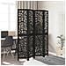 Divisorio Ambienti 4 Pannelli Nero Legno Massello Di Paulownia - Foto miniatura 3