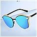 Eleganti Occhiali Da Sole A Specchio Con Montatura Dorata Blue - Foto miniatura 4