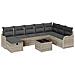 Set di divani modulare da giardino  9 pezzi con cuscini Grigio chiaro Polyrattan, Divano da giardino 2 posti  con cuscini Grigio chiaro Polyrattan - Foto miniatura 1