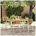 Set da Pranzo Giardino  5 Pezzi in Legno Massello di Acacia, Tavolo da Pranzo Esterno  150x90x75 cm in Legno Massello di Acacia, Sedie da Giardino impilabili  4 pz in Legno Massello di Acacia e Metallo - Foto miniatura 2