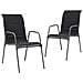Sedie Da Giardino Impilabili 2 Pz In Acciaio E Textilene Nere - Foto miniatura 2