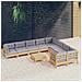 Set Divani da Giardino 10 pz con Cuscini Grigi Massello di Pino - Foto miniatura 2