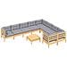 Set Divani da Giardino 10 pz con Cuscini Grigi Massello di Pino - Foto miniatura 3