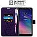 Custodia Compatibile Con Samsung Galaxy A6 2018 In Lilla Scuro Fiore - Coperchio Protettivo In Design Floreale Con Chiusura Magnetica, Funzione Stand E Slot Per Carte - Foto miniatura 3