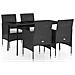 Set Mobili Da Pranzo Per Giardino 5 Pz Con Cuscini Nero - Foto miniatura 2