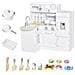 Cucina Giocattolo per Bambini in Legno con 14 Accessori, Forno, Lavandino, Frigo e Microonde, Et? 3+ Anni, 86x64x84.5cm, Bianco e Argento - Foto miniatura 1