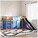 Letto a Castello con Scivolo e Tende Blu 90x190 cm - Foto miniatura 4