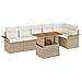Set da Pranzo da Giardino di 7 Pezzi con Cuscini Beige Polyrattan Acacia - Foto miniatura 1