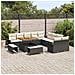 Set Divani Giardino  13 Pezzi con Cuscini Nero Polyrattan Acacia, Divano Giardino  2 Posti con Ripostiglio e Cuscini Nero Polyrattan, Set Pranzo Giardino  3 Pezzi con Cuscini Nero Polyrattan Acacia - Foto miniatura 3