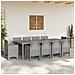 Set da Pranzo Giardino 11 Pezzi Grigio Chiaro Polyrattan - Foto miniatura 3