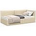 Cornice del letto ad angolo Crema 90 x 190 cm Tessuto - Foto miniatura 3
