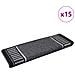 Tappetini per scale autoadesivi 15 pcs Antracite 65 x 21 x 4 cm - Foto miniatura 3