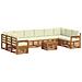Set divani 11 pcs Naturale e Crema Legno di Acacia Massello - Foto miniatura 1