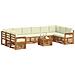 Set divani 11 pcs Naturale e Crema Legno di Acacia Massello - Foto miniatura 3