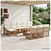Set Divano da Giardino 11 pz Naturale e Bianco Crema polyrattan - Foto miniatura 8