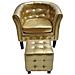 Chesterfield Poltrona Con Poggiapiedi Poltroncina Oro - Foto miniatura 1