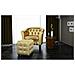 Chesterfield Poltrona Con Poggiapiedi Poltroncina Oro - Foto miniatura 2