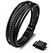 Braccialetto in Pelle Genuina Maschile ""Braid"" 17cm Nero - Foto miniatura 1