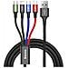 Cavo 4-in-1 Lightning/2 Usb-c/micro-usb A Usb-a A Ricarica Rapida 3,5a 1,2m, Nero - Foto miniatura 4