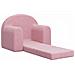 Divano Letto Per Bambini Rosa In Morbido Peluche - Foto miniatura 3