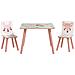 Set Tavolo E Sedie 3 Pezzi Per Bambini 3-8 Anni In Mdf E Legno Di Pino Con Disegni Di Animali, Rosa - Foto miniatura 1