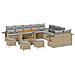 Set di divani per giardino  con cuscini Beige Rattan Poli Acacia 14 pezzi, Set da pranzo giardino  con cuscini Beige Rattan Poli Acacia 4 pezzi - Foto miniatura 1