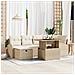 Set divano giardino 7 pezzi con cuscini polyrattan beige,  Divano giardino per 2 persone con storage e cuscini polyrattan beige - Foto miniatura 2