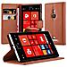 Custodia Compatibile Con Nokia Lumia 925 In Marrone Pastello - Coperchio Protettiva Con Chiusura Magnetica, Funzione Stand E Tasca Per Le Carte - Foto miniatura 1