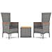Set Mobili Giardino 3pz Grigio Polyrattan Legno Massello Acacia - Foto miniatura 2