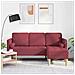 Divano L-Shaped a 3 posti Wine Red 160 cm in tessuto - Foto miniatura 2
