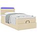 Pouf Letto con Materasso Crema 100x200 cm in Tessuto - Foto miniatura 6