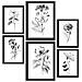 Set Di 6 Stampe Fiori In Fiore, Stampe Naturalistiche E Botaniche Con Motivi Floreali Nel Classico Design D'interni In Bianco E Nero A3 & A4 Senza Cornice - Foto miniatura 1