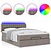 Pouf Letto con Materasso e LED Tortora 140x190 cm in Tessuto - Foto miniatura 5