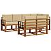 Set di divani da esterno con cuscino 7 pcs Naturale e Beige - Foto miniatura 1