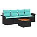 Set Divano da Giardino 5 pcs Nero e Turchese polyrattan - Foto miniatura 1