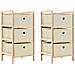 Armadietti 2 Pz Con 6 Cesti In Tessuto E Legno Di Cedro Beige - Foto miniatura 1