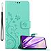 Custodia Compatibile Con Samsung Galaxy A41 In Turchese Fiore - Coperchio Protettivo In Design Floreale Con Chiusura Magnetica, Funzione Stand E Slot Per Carte - Foto miniatura 1