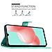 Custodia Compatibile Con Samsung Galaxy A41 In Turchese Fiore - Coperchio Protettivo In Design Floreale Con Chiusura Magnetica, Funzione Stand E Slot Per Carte - Foto miniatura 3