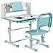Set Scrivania Per Bambini Con Sedia Regolabile In Altezza E Piano Inclinabile, Età 6-12 Anni, Blu - Foto miniatura 1
