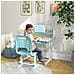 Set Scrivania Per Bambini Con Sedia Regolabile In Altezza E Piano Inclinabile, Età 6-12 Anni, Blu - Foto miniatura 3