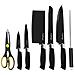Set Coltelli 7 Pezzi Leggeri E Anticorrosione Con Supporto, Nero / Argento - Foto miniatura 1