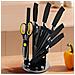 Set Coltelli 7 Pezzi Leggeri E Anticorrosione Con Supporto, Nero / Argento - Foto miniatura 3