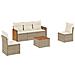 Set Divano da Giardino 6 pz con Cuscini Beige in Polyrattan - Foto miniatura 1