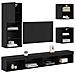 Unità a muro per TV con LED 5 pcs Rovere Nero Legno multistrato - Foto miniatura 3