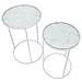 Coppia Tavolinetti White Harts In Ferro E Vetro Bianco - Ø 43 X H 60 E Ø 38 X H 55 Cm - Foto miniatura 2