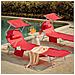 2 X Lettino Prendisole Pieghevole Cuscino E Tettuccio Regolabile 4 Angoli Di Reclinazione Con Organizer Rosso, Ogs48-rx2 - Foto miniatura 6