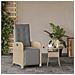 Sedia Reclinabile Giardino E Poggiapiedi Beige Misto Polyrattan - Foto miniatura 2