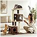 Albero Tiragraffi per Gatti con 2 Casette, Lettino, Piattaforme di Salto e Pallina, in Legno, 55x48x107 cm - Foto miniatura 3