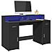 Scrivania con Luci LED Nera 140x55x91 cm in Legno Multistrato - Foto miniatura 2